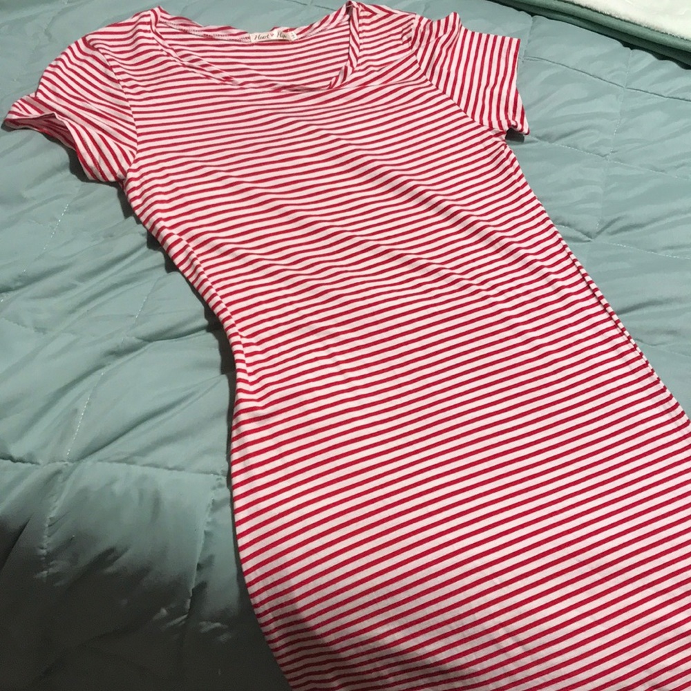 Red and white striped T-shirt dress